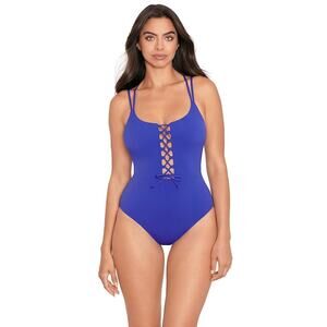 Skinny Dippers Women's Jelly Beans Suga Babe One-Piece Swumsuit Blue Size L NWT